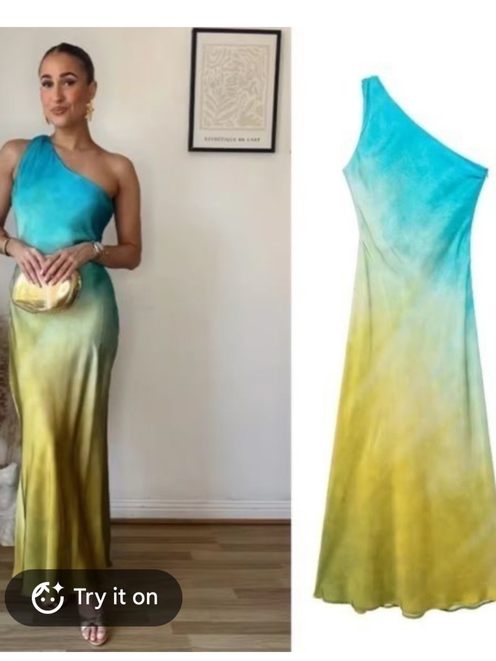 Zara one shoulder ombre dress